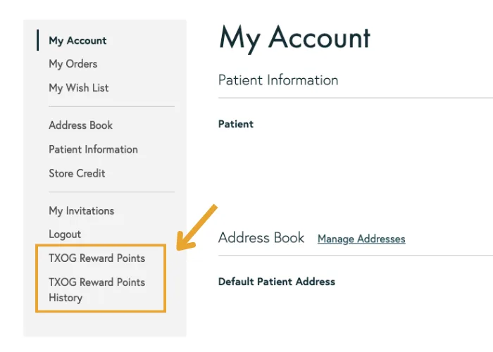 Texas Original TXOG Rewards account dashboard
