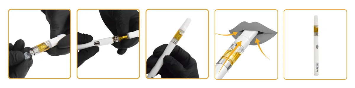 Patient learning how to use a medical cannabis vape device properly