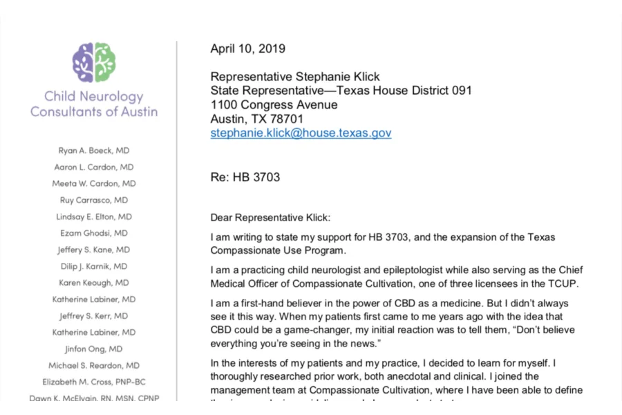 Written Testimony From Our Chief Medical Officer Dr. Karen Keough in Support of Texas House Bill 3703